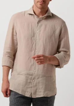 beige profuomo casual overhemd shirt x-cutaway sc linnen