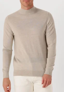 beige profuomo coltrui pullover mock neck merino