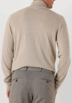 beige profuomo coltrui pullover roll neck merino