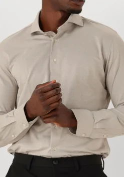 beige profuomo klassiek overhemd shirt x-cutaway japanese knitted