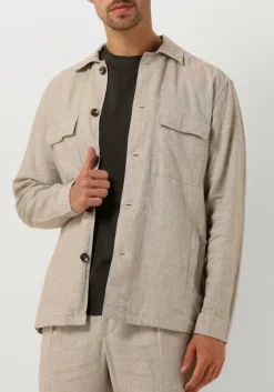 beige profuomo overshirt overshirt co/linen beige