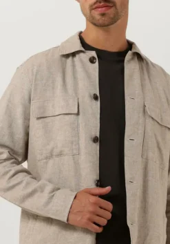 beige profuomo overshirt overshirt co/linen beige