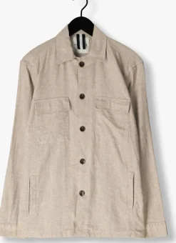 beige profuomo overshirt overshirt co/linen beige