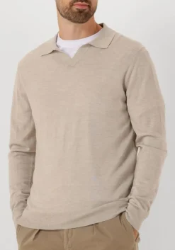 beige profuomo polo polo open collar ls merino