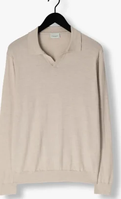 beige profuomo polo polo open collar ls merino