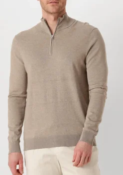 beige profuomo trui half zip luxury basic