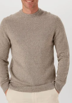 beige profuomo trui pullover crew neck woolblend