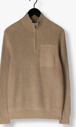beige profuomo trui pullover half zip