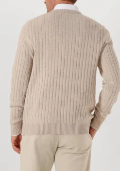 beige profuomo trui pullover crew neck wool blend