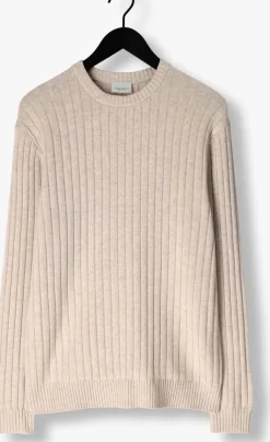 beige profuomo trui pullover crew neck wool blend