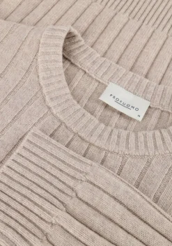 beige profuomo trui pullover crew neck wool blend