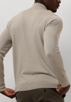 beige profuomo trui pullover mock