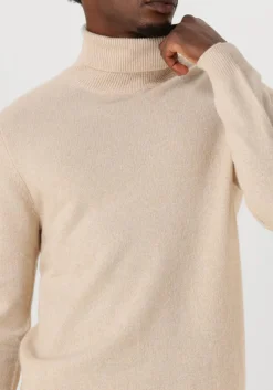 beige profuomo trui pullover roll neck wool blend
