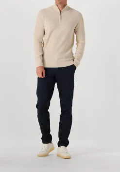 beige profuomo trui pullover half zip twinkle slub
