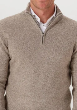 beige profuomo trui pullover half zip wool blend