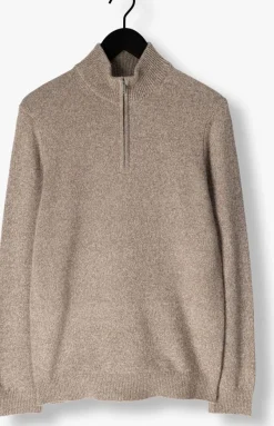 beige profuomo trui pullover half zip wool blend