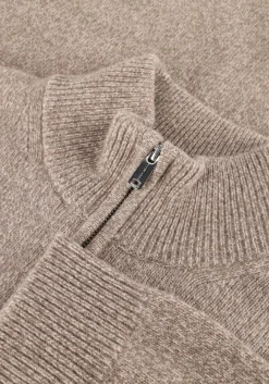 beige profuomo trui pullover half zip wool blend