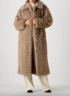 beige stand studio faux fur jas wynther coat