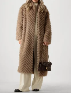 beige stand studio faux fur jas wynther coat