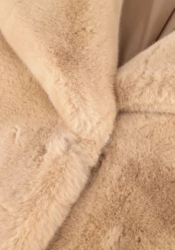 beige stand studio faux fur jas camille cocoon coat