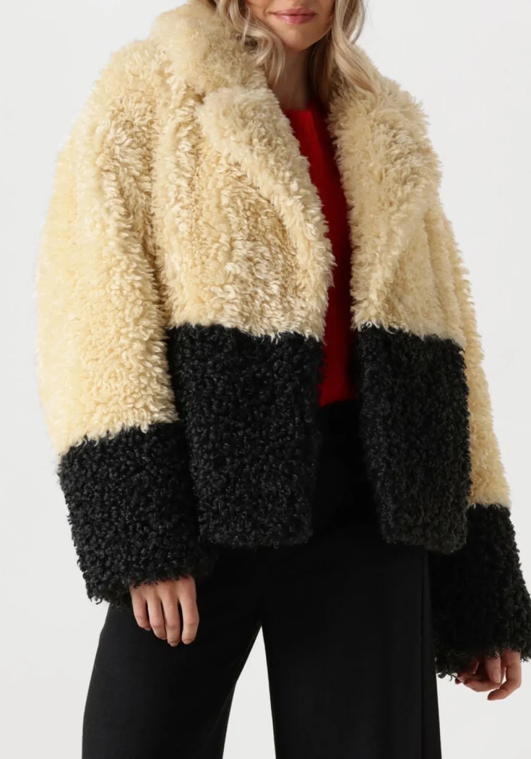 beige stand studio teddy jas jubel jacket