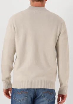 beige stefano lauran trui half zip l