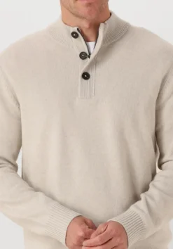 beige stefano lauran trui half zip l