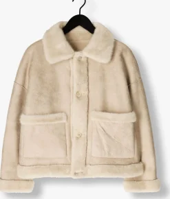 beige studio ar faux fur jas faje