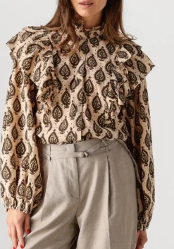 beige summum blouses longsleeve blouse print brodery