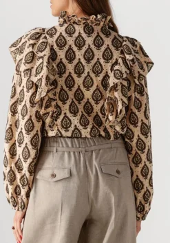 beige summum blouses longsleeve blouse print brodery