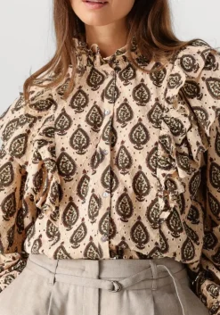 beige summum blouses longsleeve blouse print brodery