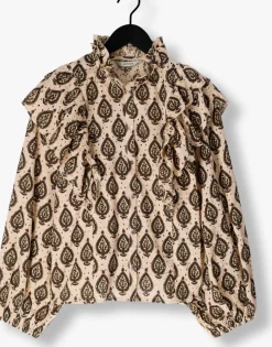 beige summum blouses longsleeve blouse print brodery