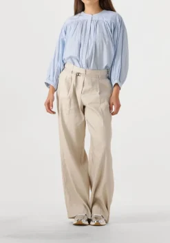 beige summum pantalon trousers wide linen blend twill