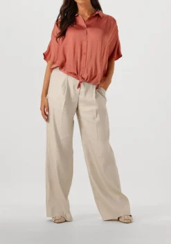 beige summum pantalon trousers wide linen blend twill