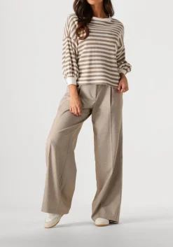 beige summum pantalon trousers wide linen blend twill