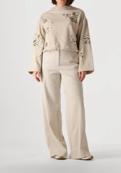 beige summum pantalon trousers wide viscose blend stretch