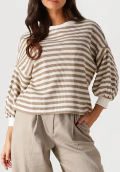 beige summum sweater jersey sweater waffle lurex stripe