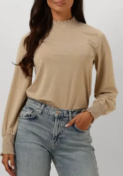 beige summum top smocked top fine lurex jersey