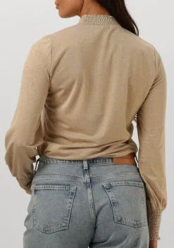 beige summum top smocked top fine lurex jersey