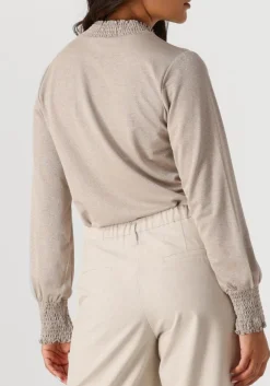 beige summum top smocked top fine lurex jersey