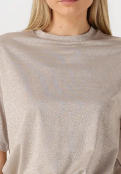 beige summum t-shirt boxy top soft lurex jersey