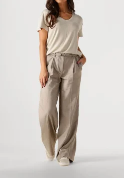 beige summum t-shirt v-neck top metallic coated jersey