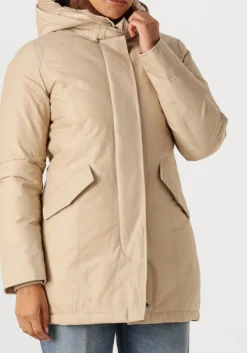 beige woolrich gewatteerde jas arctic parka