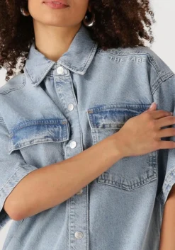 blauwe alix the label mini jurk ladies woven flowy shirt dress