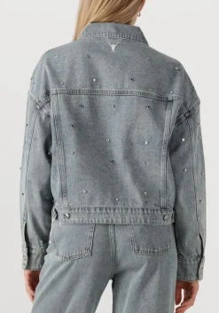 blauwe alix the label spijkerjas ladies woven embellished denim jacket