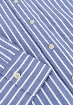 blauwe closed blouses cropped classic shirt