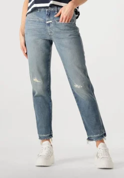 blauwe closed mom jeans pedal pusher
