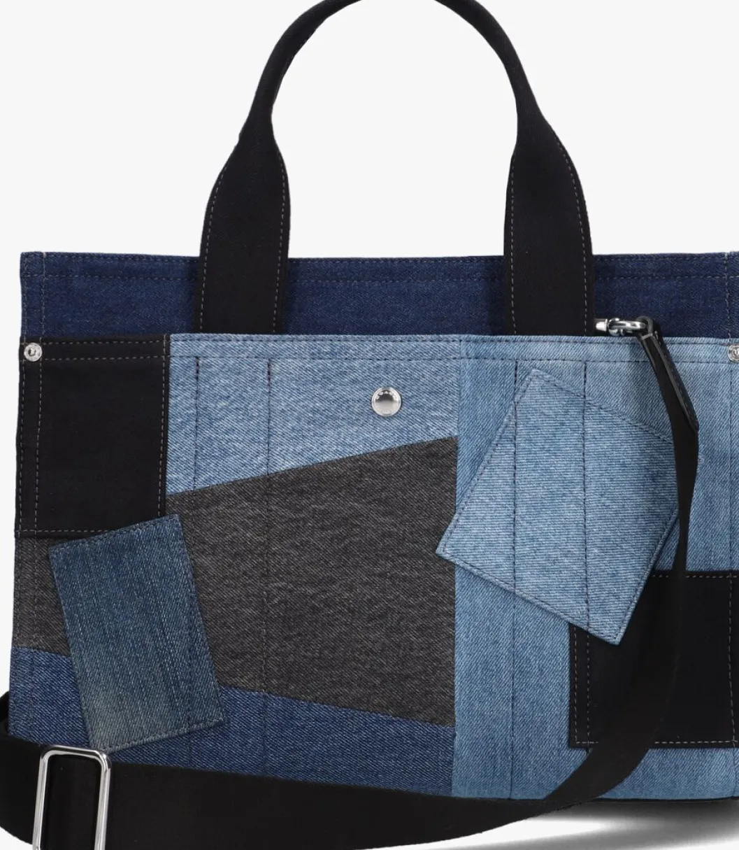blauwe coach handtas patchwork denim cargo tote