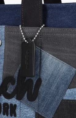blauwe coach handtas patchwork denim cargo tote