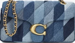 blauwe coach handtas quilted patchwork denim tabby